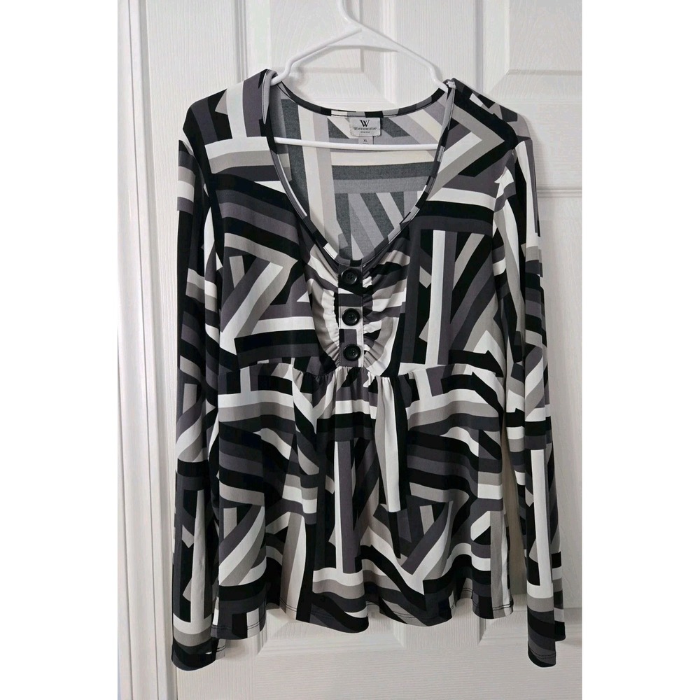 Worthington Womans Long Sleeve Blouse Size XL Multicolor V-neck